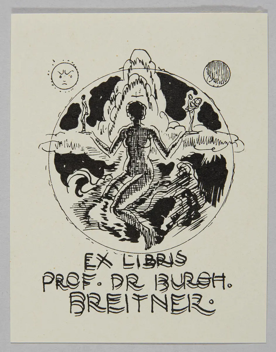 Exlibris Burghard Breitner, Titel in Vorlageform: Exlibris Prof. Dr. Burgh. Breitner, Alternativtitel: Scherzexlibris für Silvester 1931