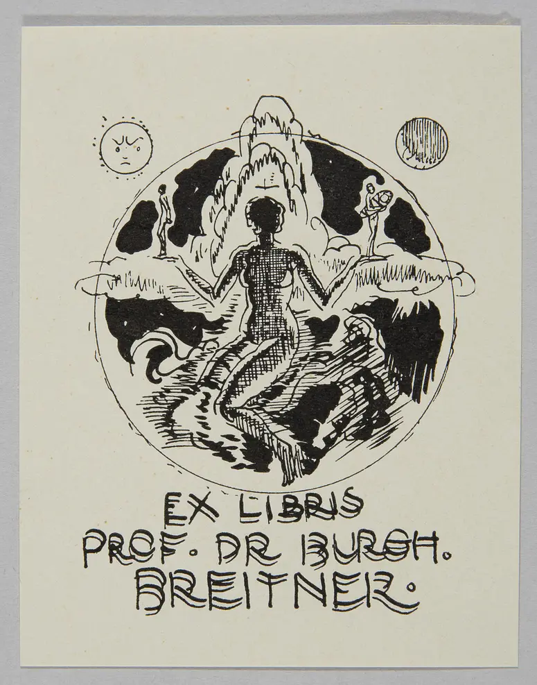 Exlibris Burghard Breitner, Titel in Vorlageform: Exlibris Prof. Dr. Burgh. Breitner, Alternativtitel: Scherzexlibris für Silvester 1931