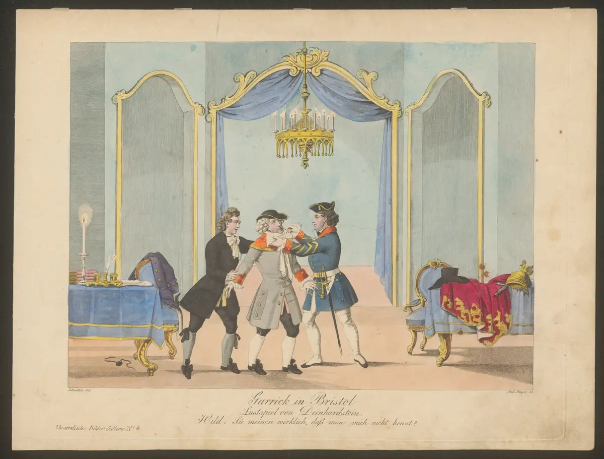 Garrick in Bristol, Titel der Serie: Theatralische Bilder-Gallerie, Name der Zeitschrift: Wiener Theaterzeitung