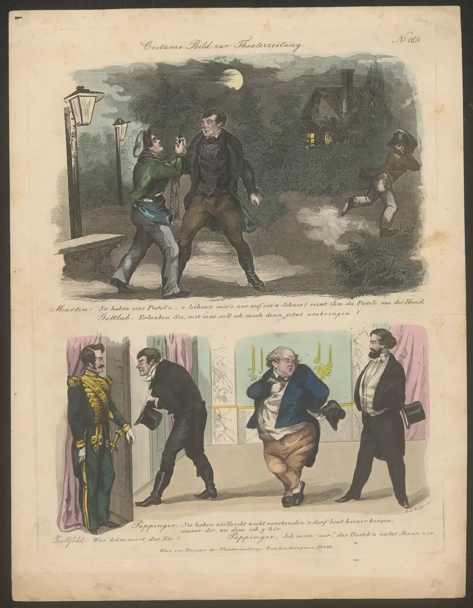 Der Schützling, Titel der Serie: Costume-Bild, Name der Zeitschrift: Wiener Theaterzeitung