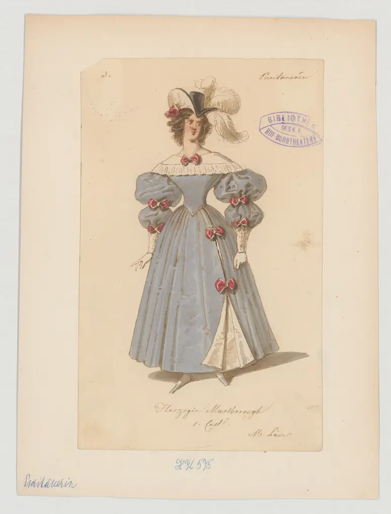 Die Puritanerin, oder Der englische Hof im Jahre 1710, Originaltitel: La Puritaine ou la Cour d'Angleterre en 1710,, Titel der Serie: Figurinen des k.k. Hof-Burgtheaters