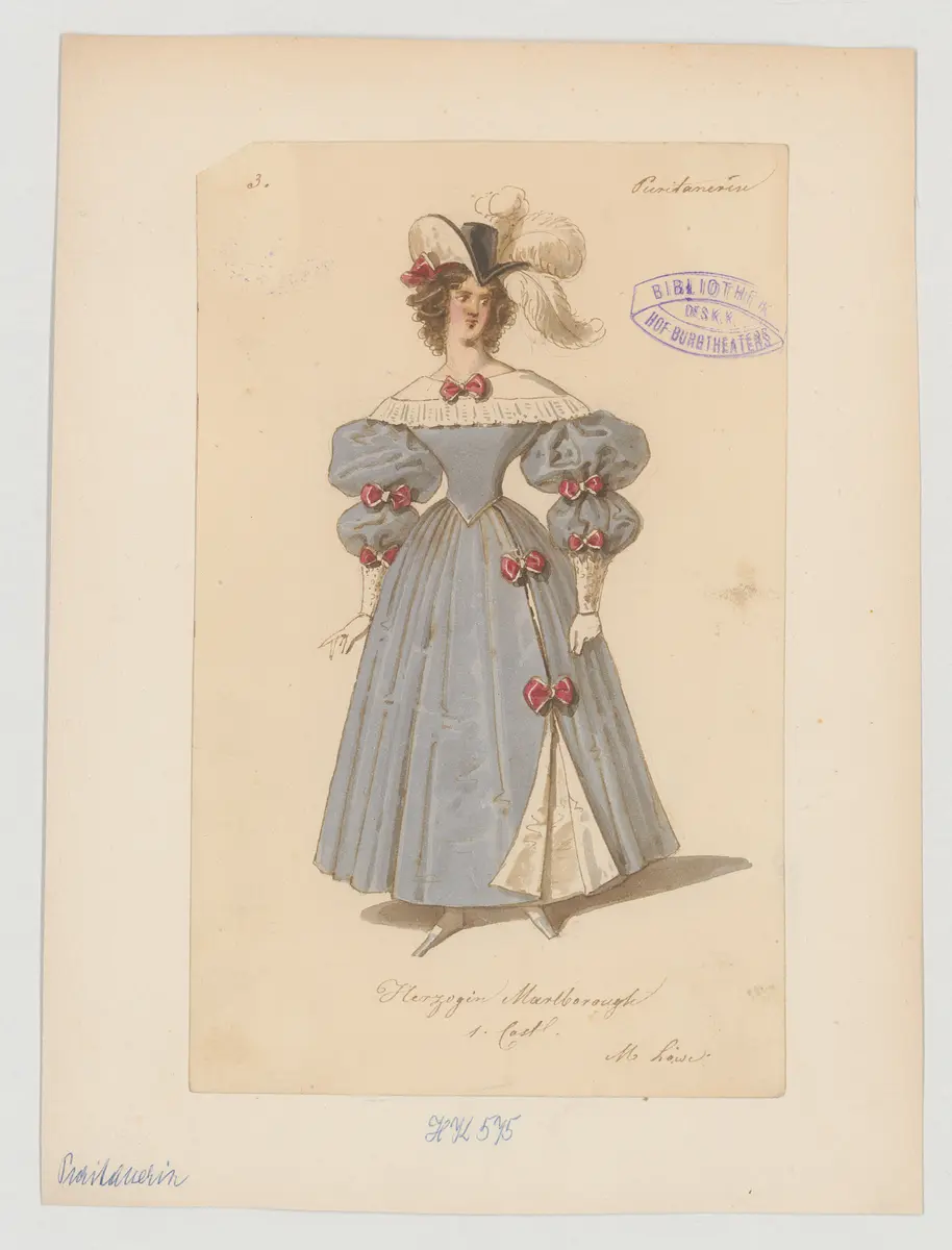 Die Puritanerin, oder Der englische Hof im Jahre 1710, Originaltitel: La Puritaine ou la Cour d'Angleterre en 1710,, Titel der Serie: Figurinen des k.k. Hof-Burgtheaters