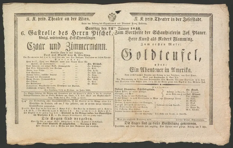 Czaar und Zimmermann, Zar und Zimmermann, Goldteufel, oder Ein Abenteuer in Amerika