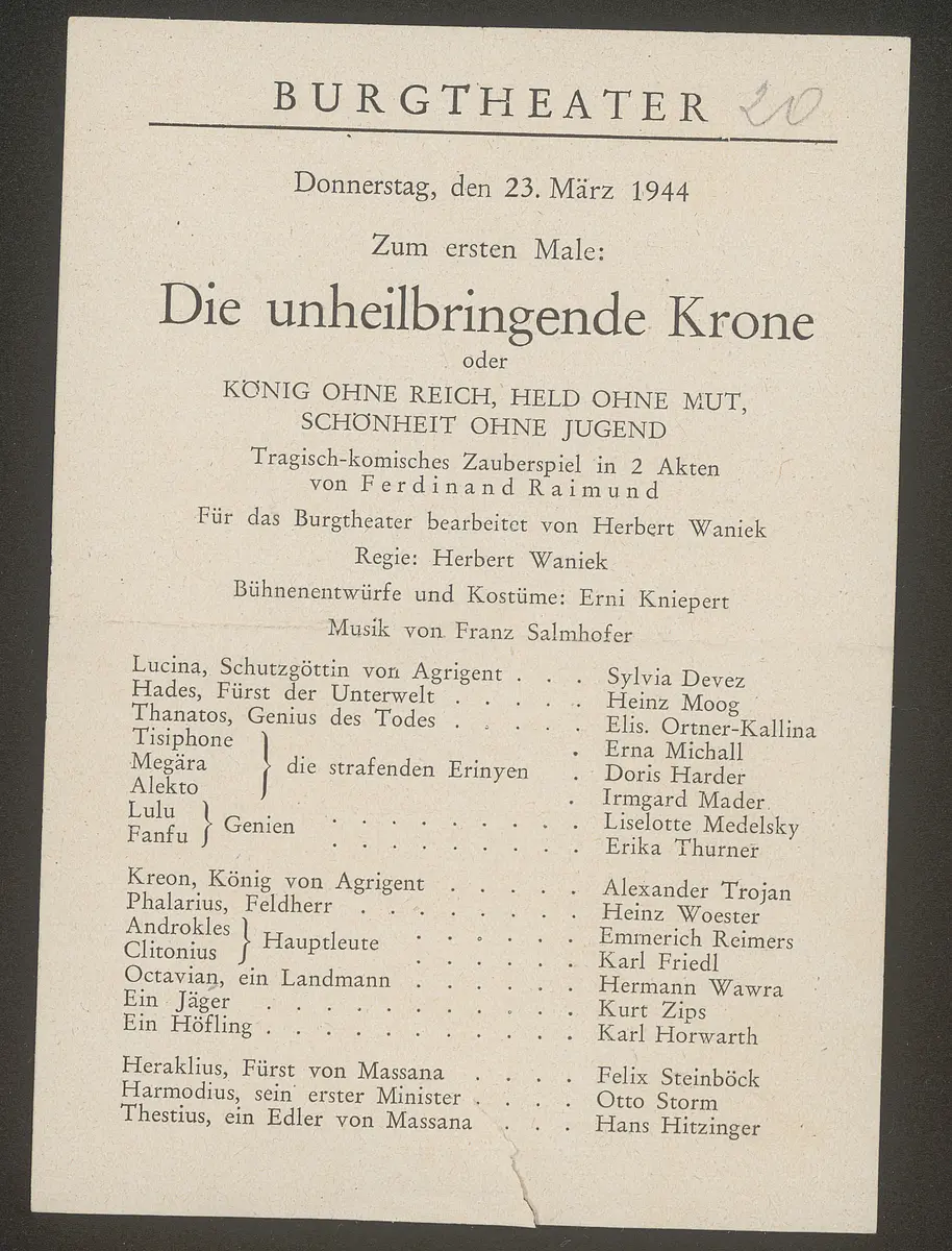 Die unheilbringende Krone, Die unheilbringende Krone oder König ohne Reich, Held ohne Mut, Schönheit ohne Jugend
