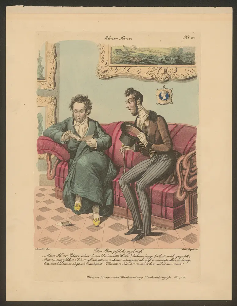 Der Empfehlungsbrief., Titel der Serie: Wiener Scene, Name der Zeitschrift: Wiener Theaterzeitung