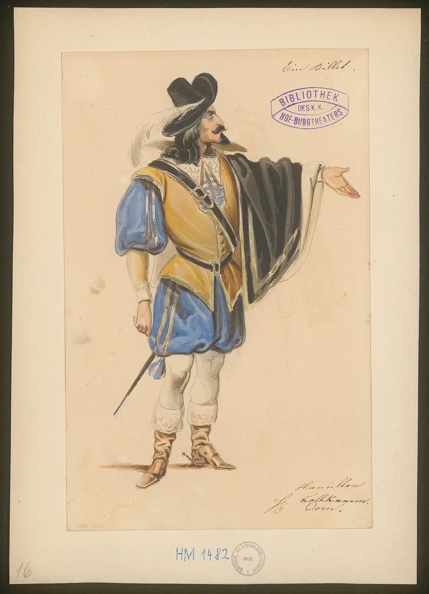 Ein Billett, Titel der Serie: Figurinen des k.k. Hof-Burgtheaters