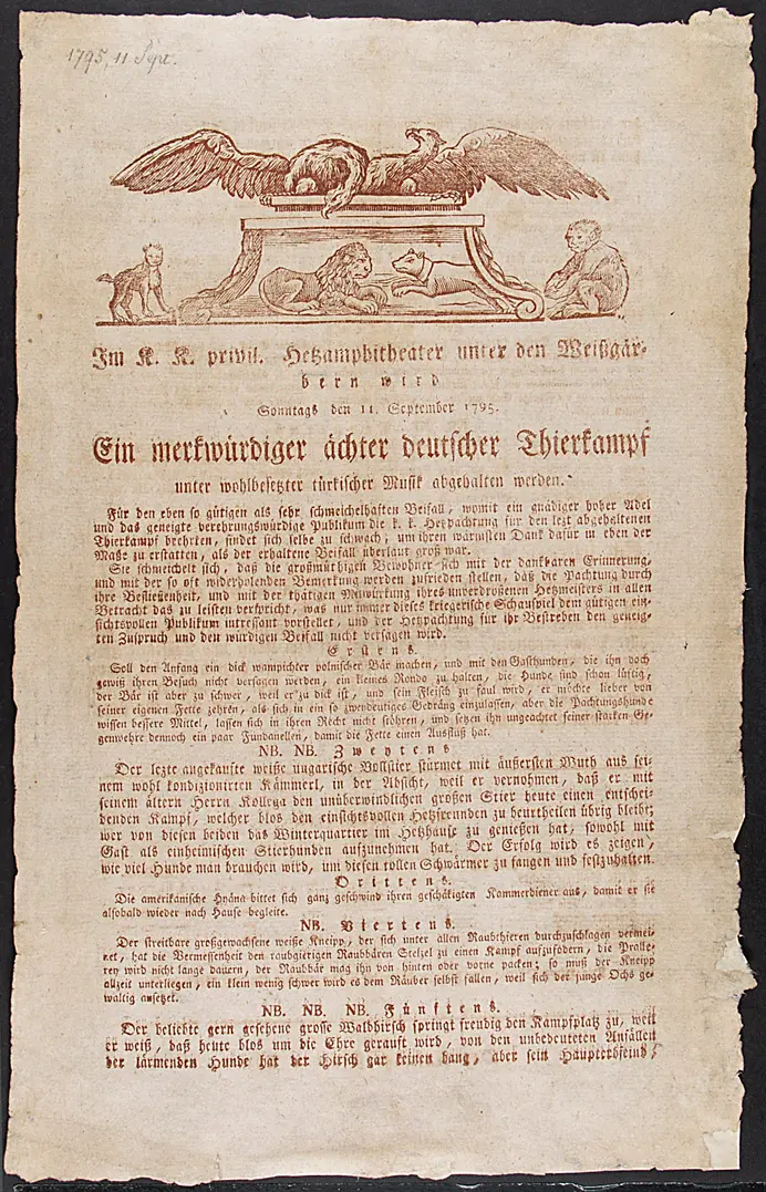 Ein merkwürdiger aechter deutscher Thierkampf, Alternativtitel: Hetztheater bzw. Tierhetze
