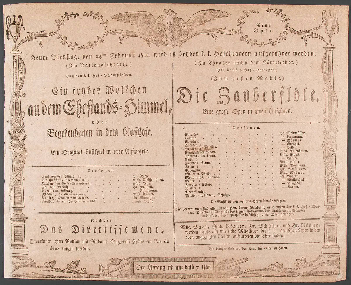 Die Zauberflöte, Ein trübes Wölkchen an dem Ehestands-Himmel, oder Begebenheiten in dem Gasthofe