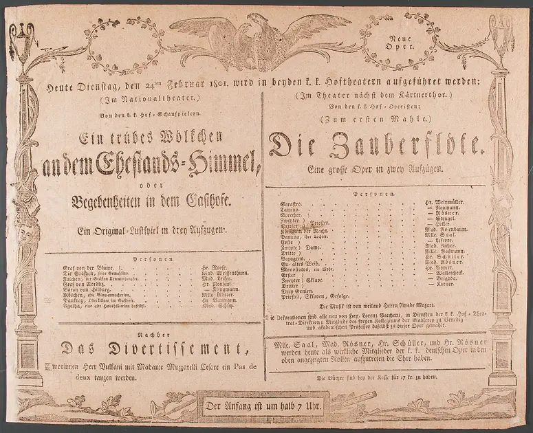 Die Zauberflöte, Ein trübes Wölkchen an dem Ehestands-Himmel, oder Begebenheiten in dem Gasthofe
