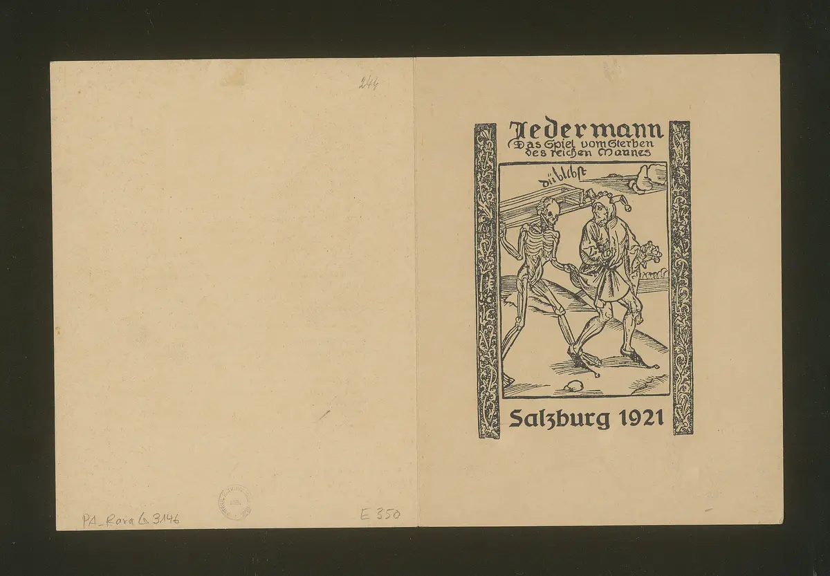 Jedermann, Titel in Vorlageform: Jedermann. Das Spiel vom Sterben des reichen Mannes