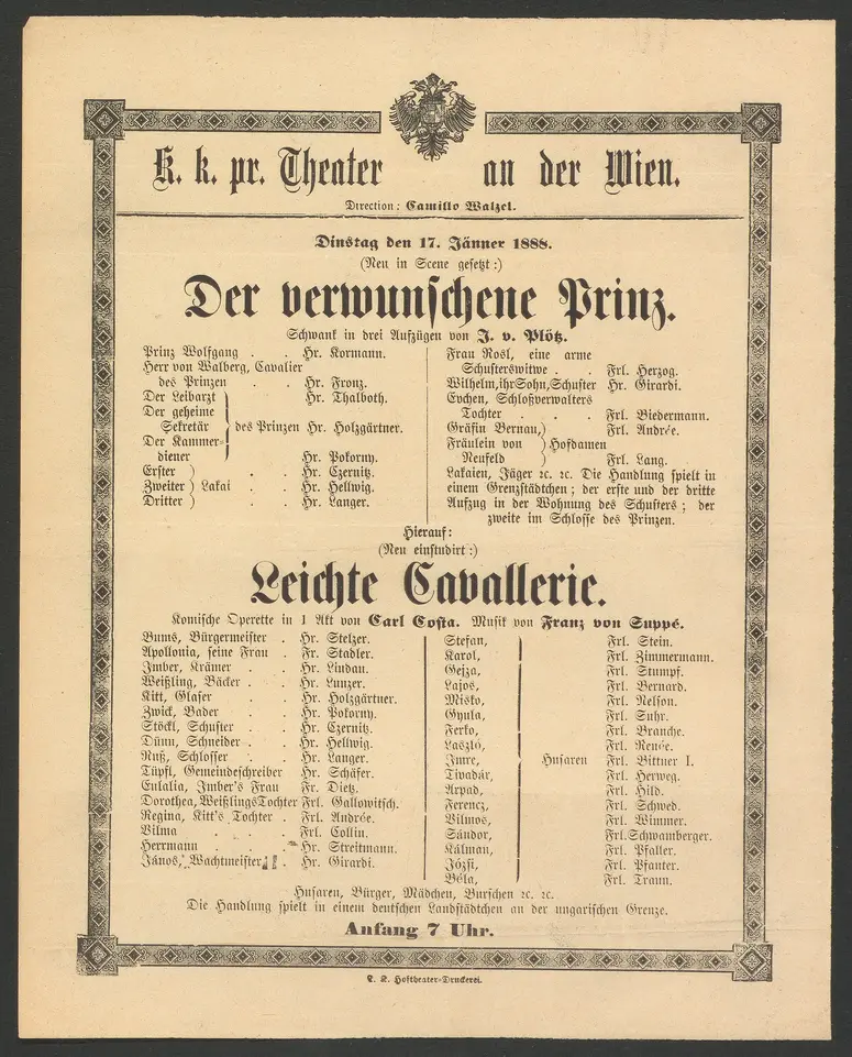 Der verwunschene Prinz, Leichte Cavallerie