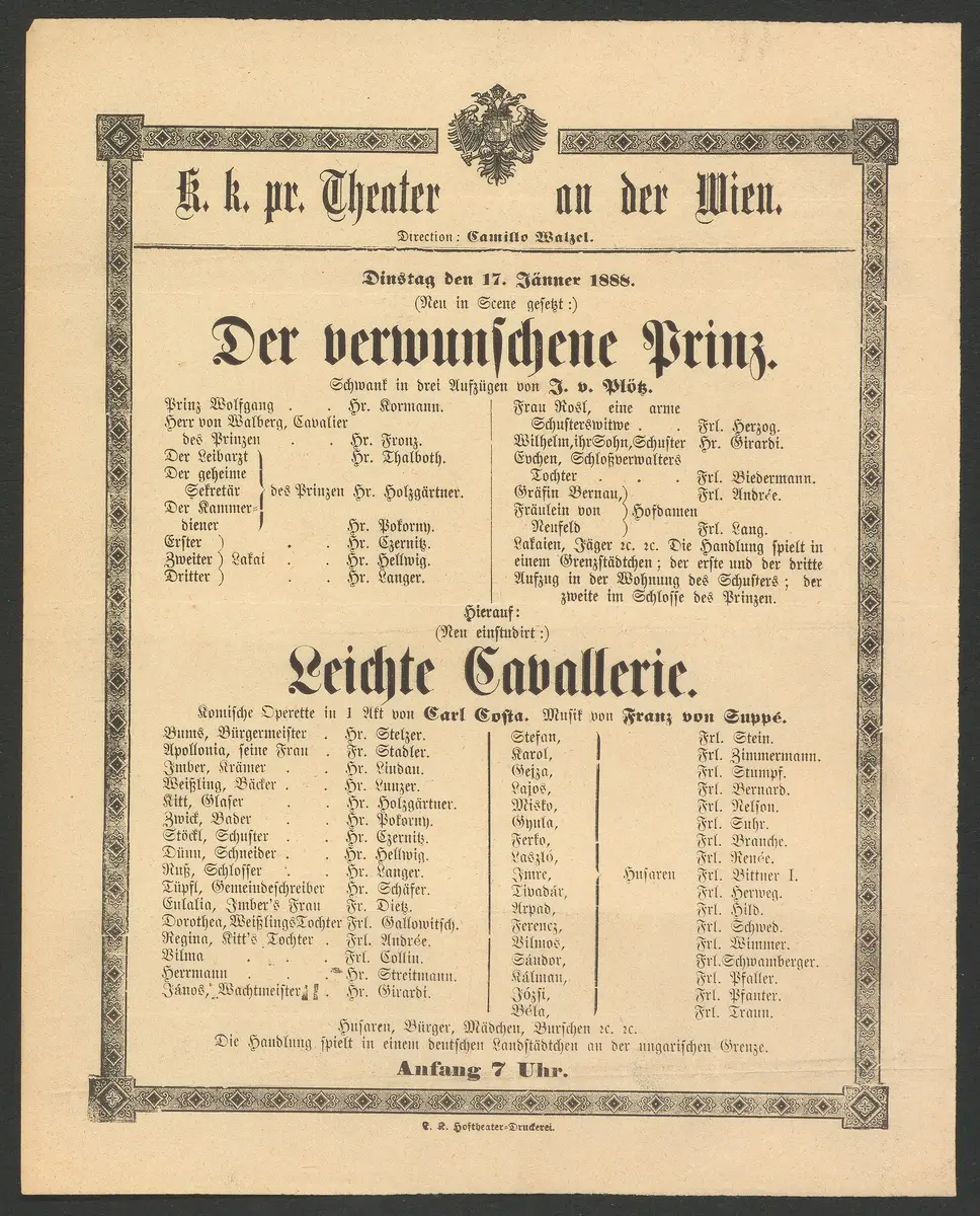 Der verwunschene Prinz, Leichte Cavallerie