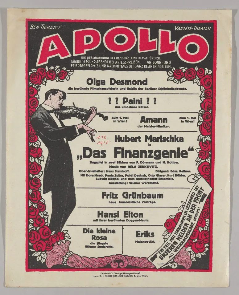 Ben Tieber's Apollo Varieté-Theater, Verweis auf Stücktitel: Das Finanzgenie!