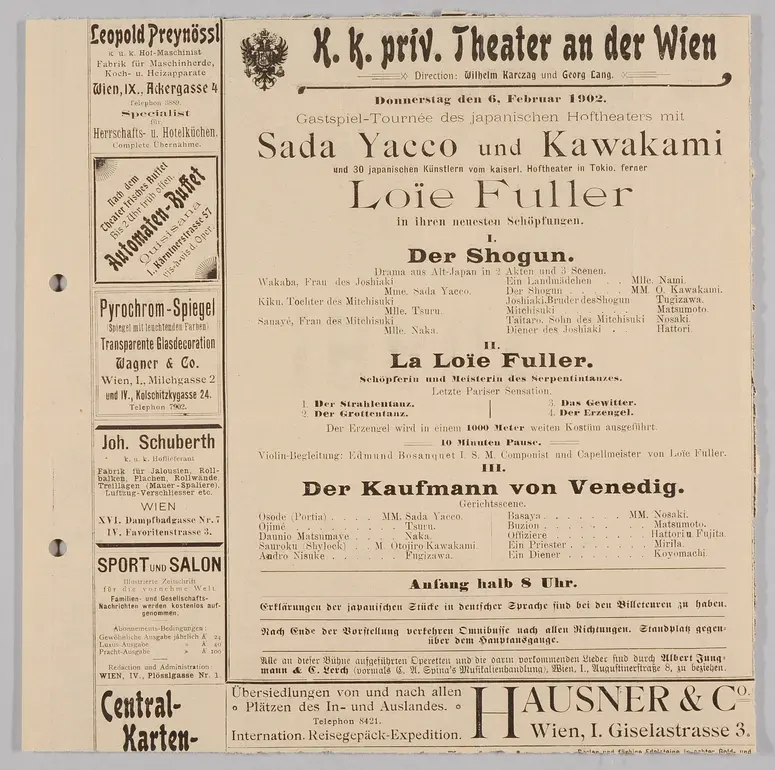 Der Shogun, La Loie Fuller, Der Kaufmann von Venedig