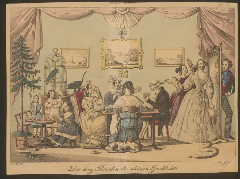 Die drey Perioden des schönen Geschlechts., Titel der Serie: Wiener Scene, Name der Zeitschrift: Wiener Theaterzeitung