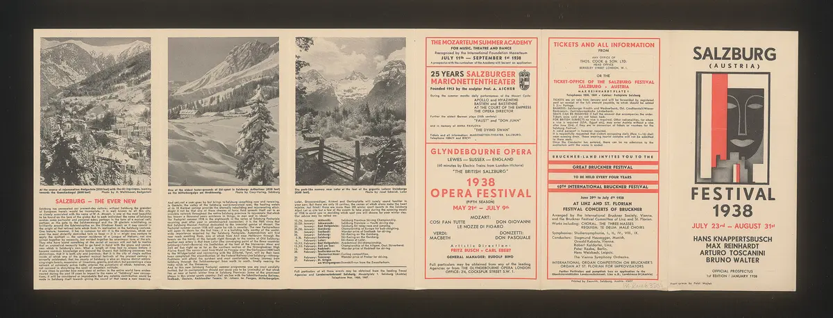 Salzburger Festspiele 1938, Titel in Vorlageform: Salzburg Festival 1938, Verweis auf Stücktitel: Cosi fan tutte, Verweis auf Stücktitel: Don Giovanni, Verweis auf Stücktitel: Falstaff, Verweis auf Stücktitel: Fidelio, Verweis auf Stücktitel: Die Meistersinger von Nürnberg, Verweis auf Stücktitel: Le nozze di figaro, Verweis auf Stücktitel: Orpheus und Eurydike, Verweis auf Stücktitel: Der Rosenkavalier, Verweis auf Stücktitel: Tannhäuser, Verweis auf Stücktitel: Die Zauberflöte, Verweis auf Stücktitel: Jedermann, Verweis auf Stücktitel: Faust