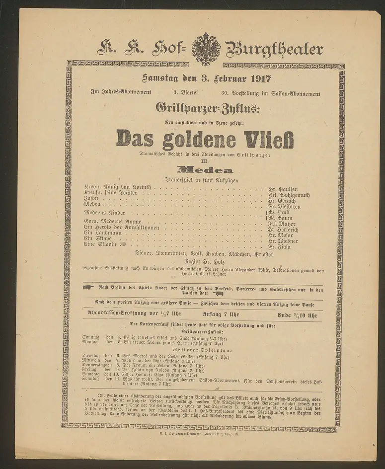Das goldene Vließ (III. Medea)
