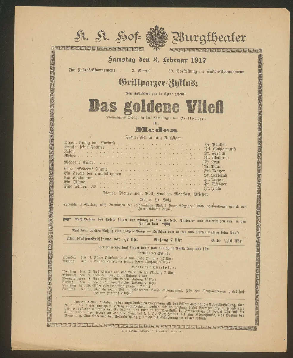 Das goldene Vließ (III. Medea)