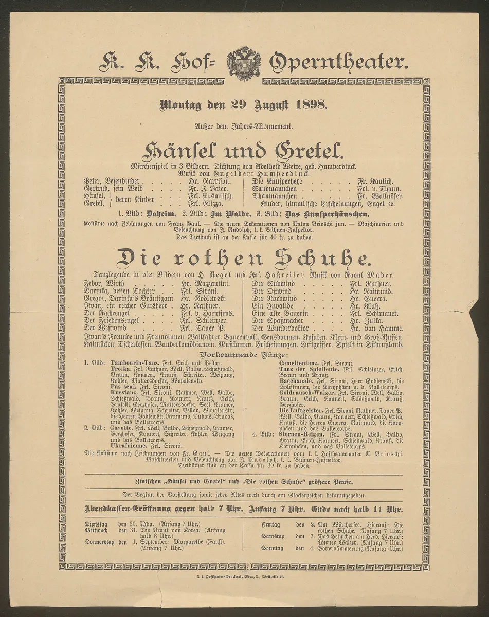 Die rothen Schuhe, Alternativtitel: Die roten Schuhe, Hänsel und Gretel