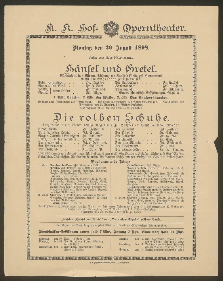 Die rothen Schuhe, Alternativtitel: Die roten Schuhe, Hänsel und Gretel
