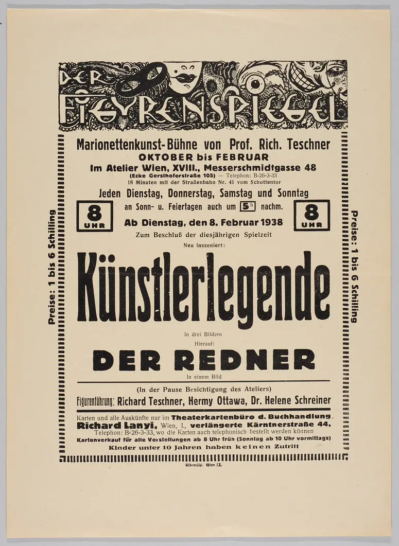 Der Figurenspiegel, Verweis auf Stücktitel: Künstlerlegende, Verweis auf Stücktitel: Der Redner