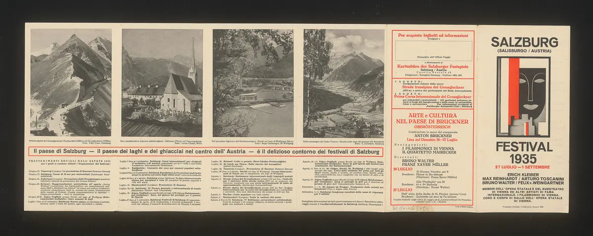 Salzburger Festspiele 1935, Titel in Vorlageform: Salzburg Festival 1935, Verweis auf Stücktitel: Cosi fan tutte, Verweis auf Stücktitel: Don Giovanni, Verweis auf Stücktitel: Elektra, Verweis auf Stücktitel: Falstaff, Verweis auf Stücktitel: Fidelio, Verweis auf Stücktitel: Figaros Hochzeit, Verweis auf Stücktitel: Iphigenie auf Tauris, Verweis auf Stücktitel: Der Rosenkavalier, Verweis auf Stücktitel: Tristan und Isolde, Verweis auf Stücktitel: Jedermann, Verweis auf Stücktitel: Faust