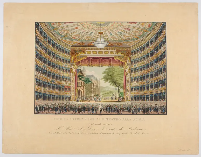 Mailand, Teatro alla Scala, Titel in Vorlageform: Veduta interna dell' I.R. Tetro alla Scala