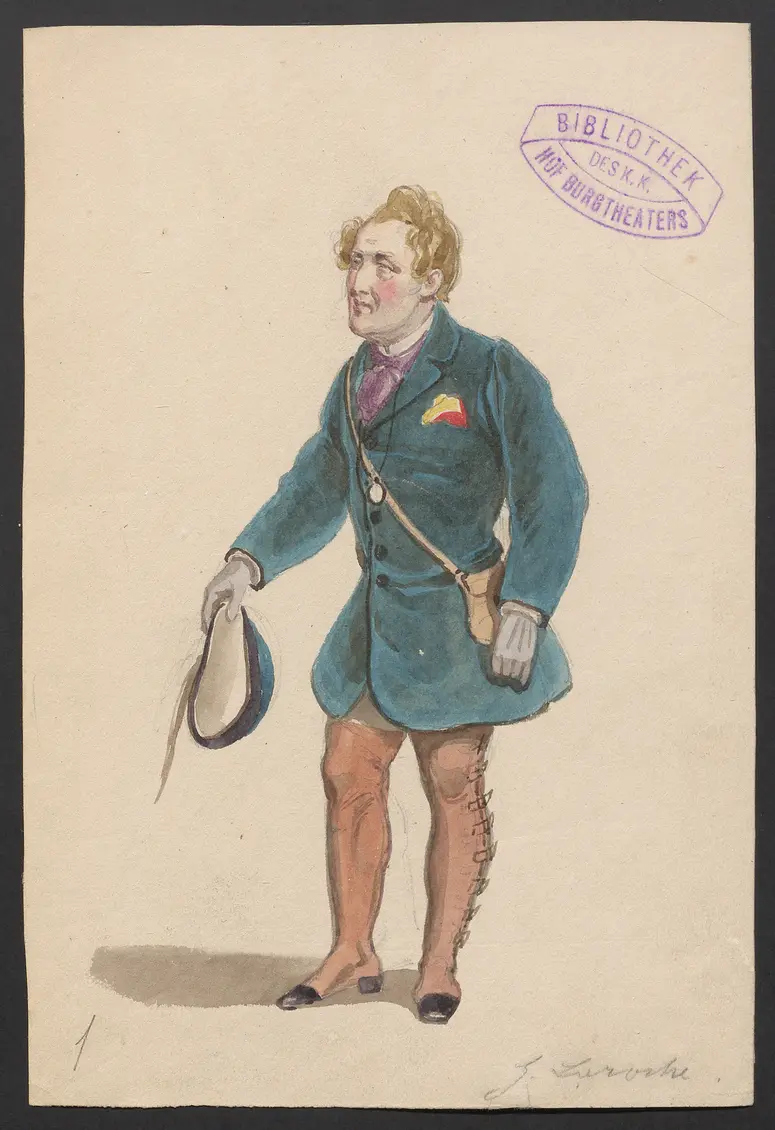 Hagestolze, Originaltitel: Les vieux garcons, Titel der Serie: Figurinen des k.k. Hof-Burgtheaters