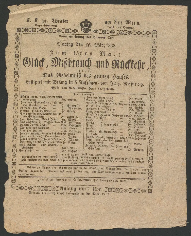 Glück, Mißbrauch und Rückkehr, oder Das Geheimniß des grauen Hauses, Alternativtitel: Glück, Missbrauch und Rückkehr, oder Das Geheimnis des grauen Hauses
