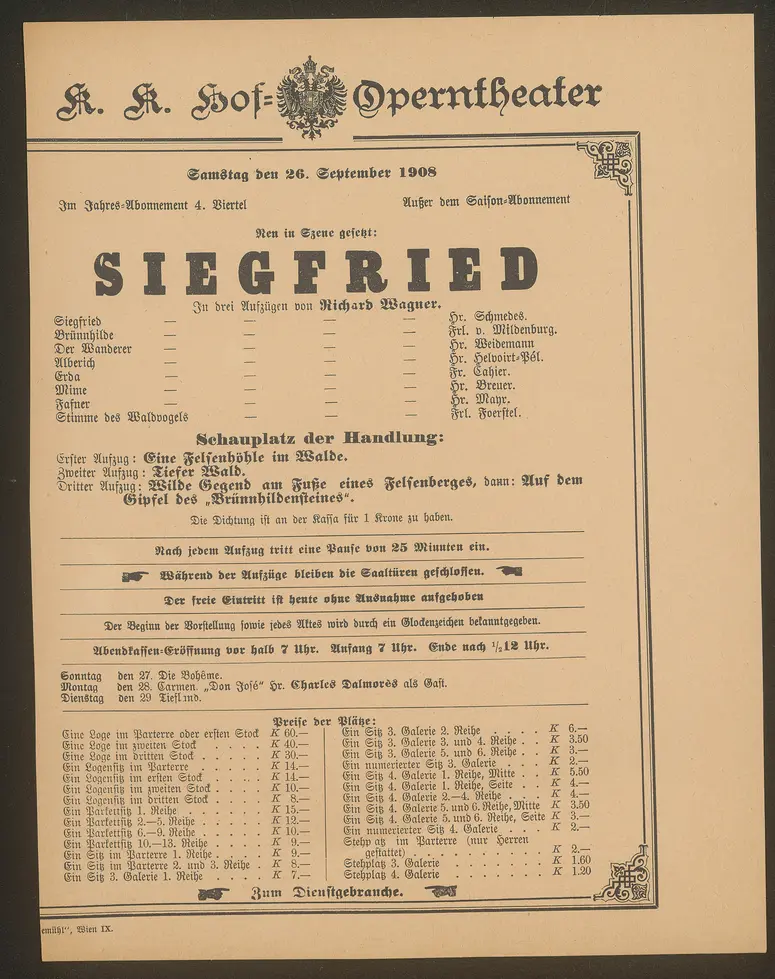 Siegfried, Weiterer Titel: Der Ring des Nibelungen