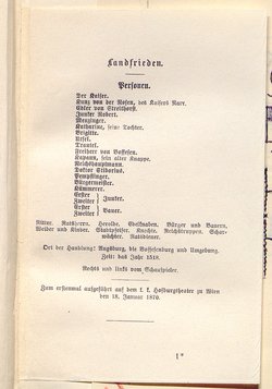 Landfrieden. Deutsche Komödie in drei Aufzügen