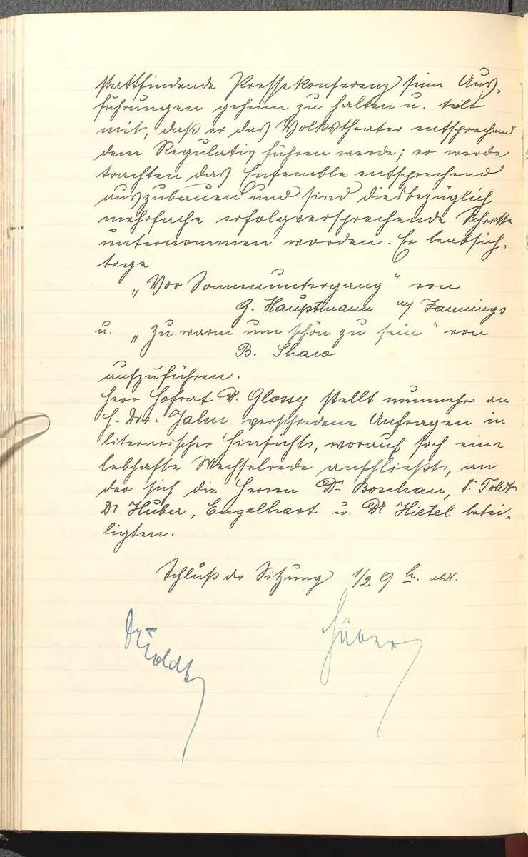 Protokolle der Ausschusssitzungen des Vereines des Deutschen Volkstheaters in Wien