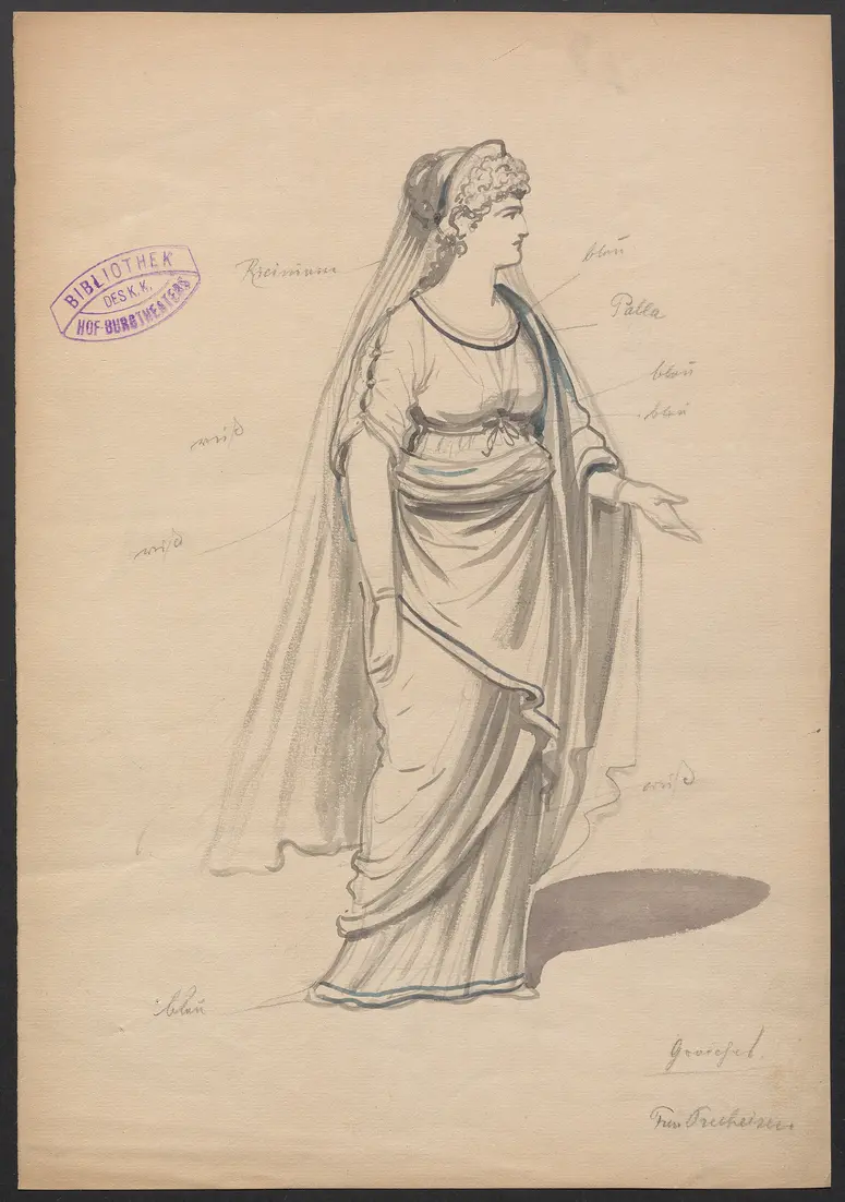 Gracchus der Volkstribun, Titel der Serie: Figurinen des k.k. Hof-Burgtheaters