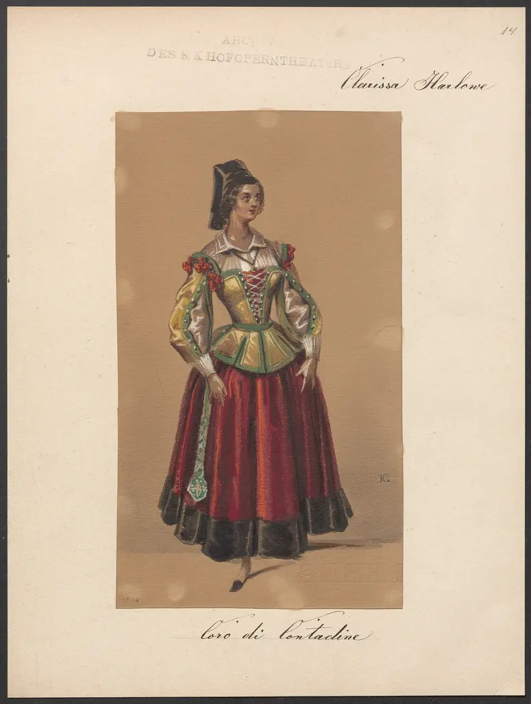 Clarissa Harlowe, Titel der Serie: Figurinen des k.k. Hofoperntheaters