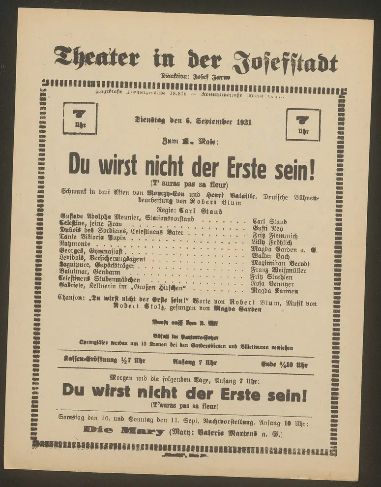 Du wirst nicht der Erste sein, T'auras pas sa fleur (Originaltitel)
