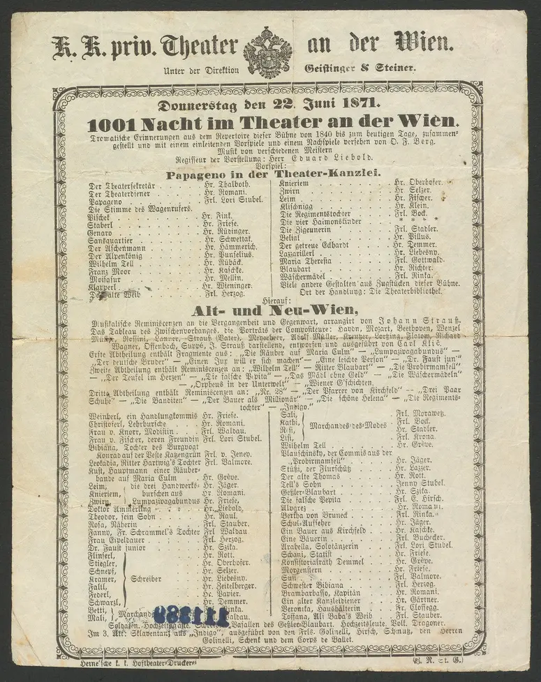 1001 Nacht im Theater an der Wien, Papageno in der Theater-Kanzlei, Alt- und Neu-Wien