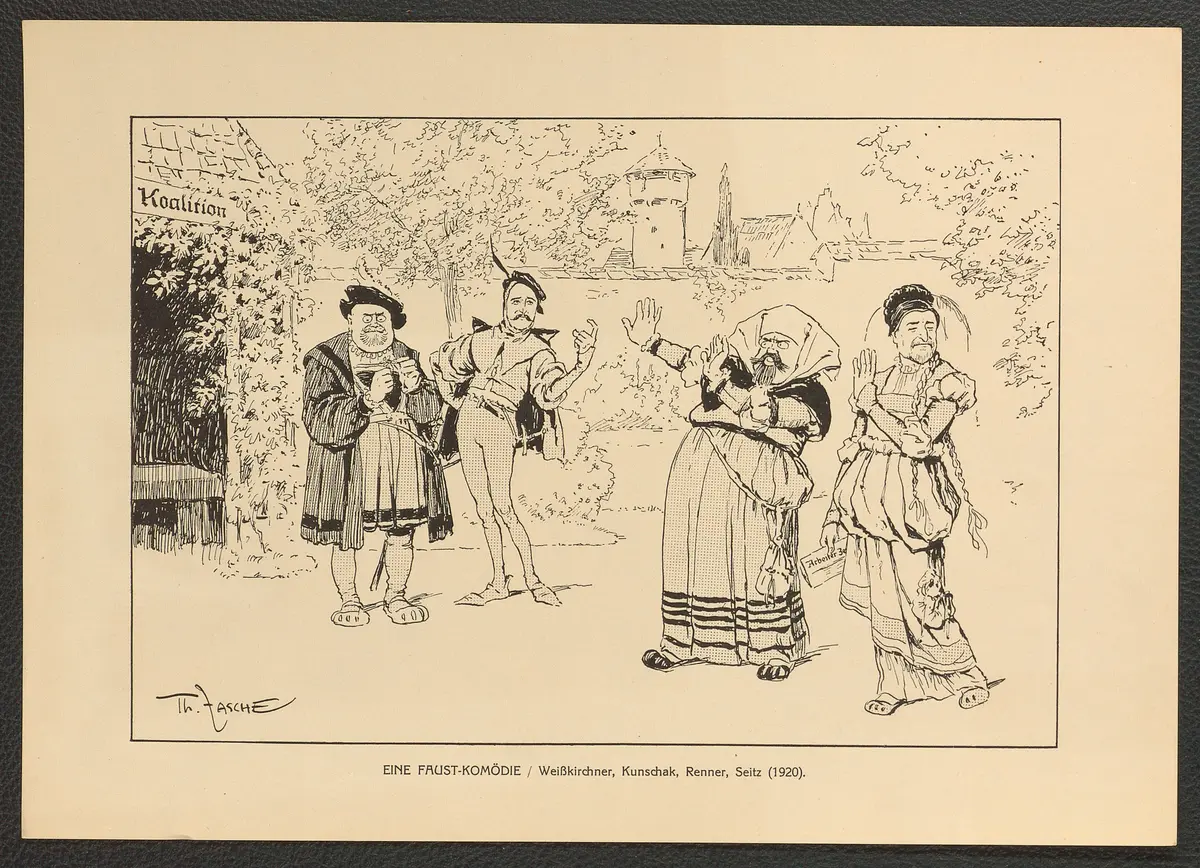 Eine Faustkomödie. (Weiskirchner, Kunschak, Renner, Seitz, 1920), Titel der Serie: Theo Zasche's Lachendes Wien