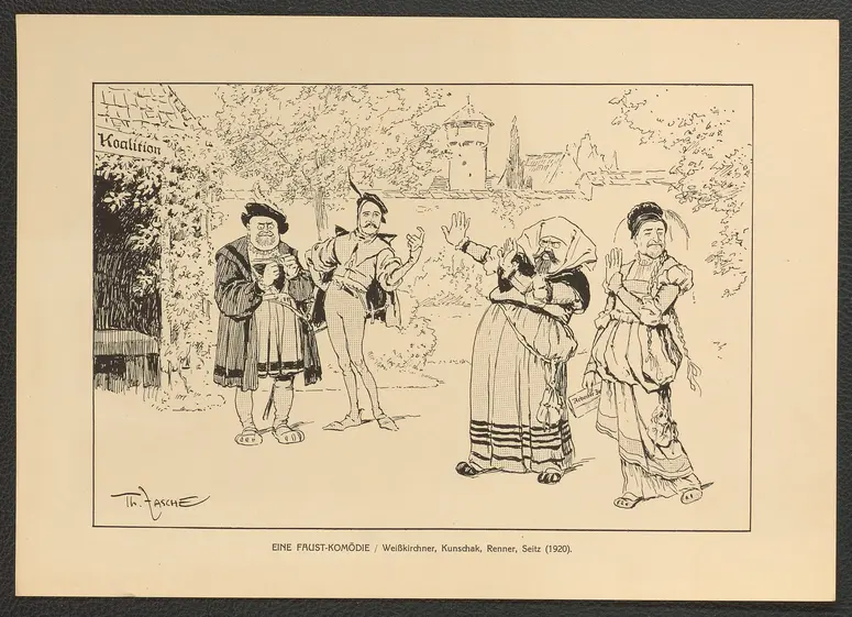 Eine Faustkomödie. (Weiskirchner, Kunschak, Renner, Seitz, 1920), Titel der Serie: Theo Zasche's Lachendes Wien