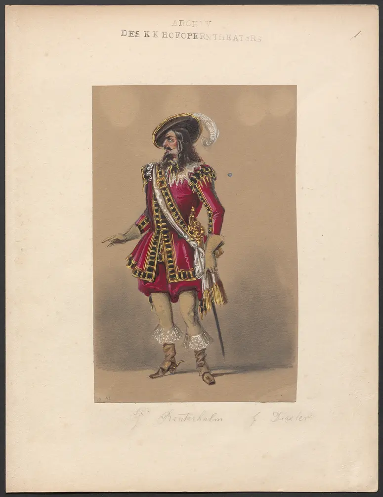 Die Ballnacht, Alternativtitel: Gustav, oder Der Maskenball, Originaltitel: Gustave III., ou Le bal masqué, Titel der Serie: Figurinen des k.k. Hofoperntheaters