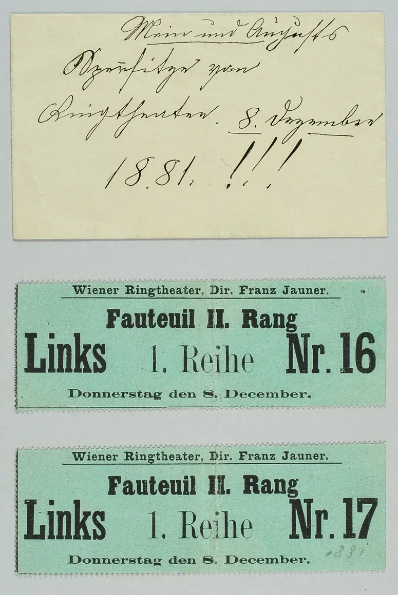 Hoffmanns Erzählungen, Weiterer Titel: Eintrittskarten des Brandtages des Ringtheater 1881