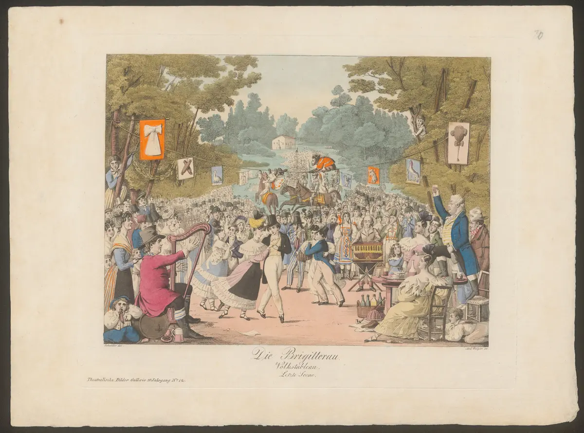 Die Brigitterau, Weiterer Titel: Die Brigittenau, Titel der Serie: Theatralische Bilder-Gallerie, Name der Zeitschrift: Wiener Theaterzeitung