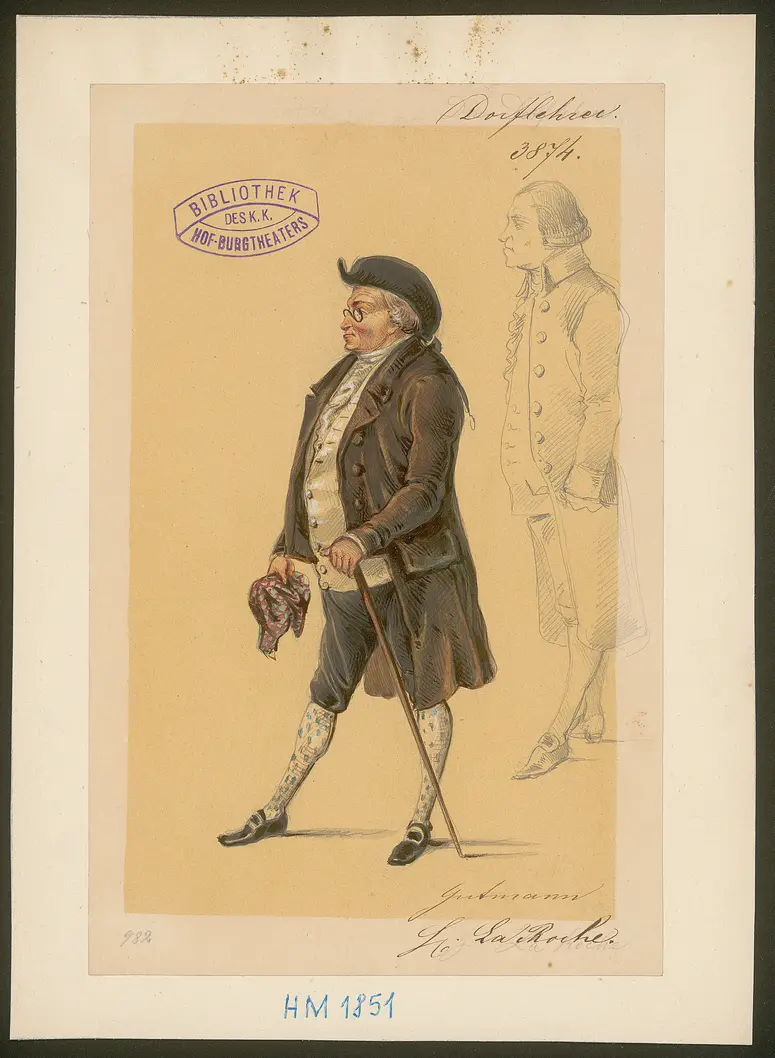 Der Dorflehrer, Titel der Serie: Figurinen des k.k. Hof-Burgtheaters