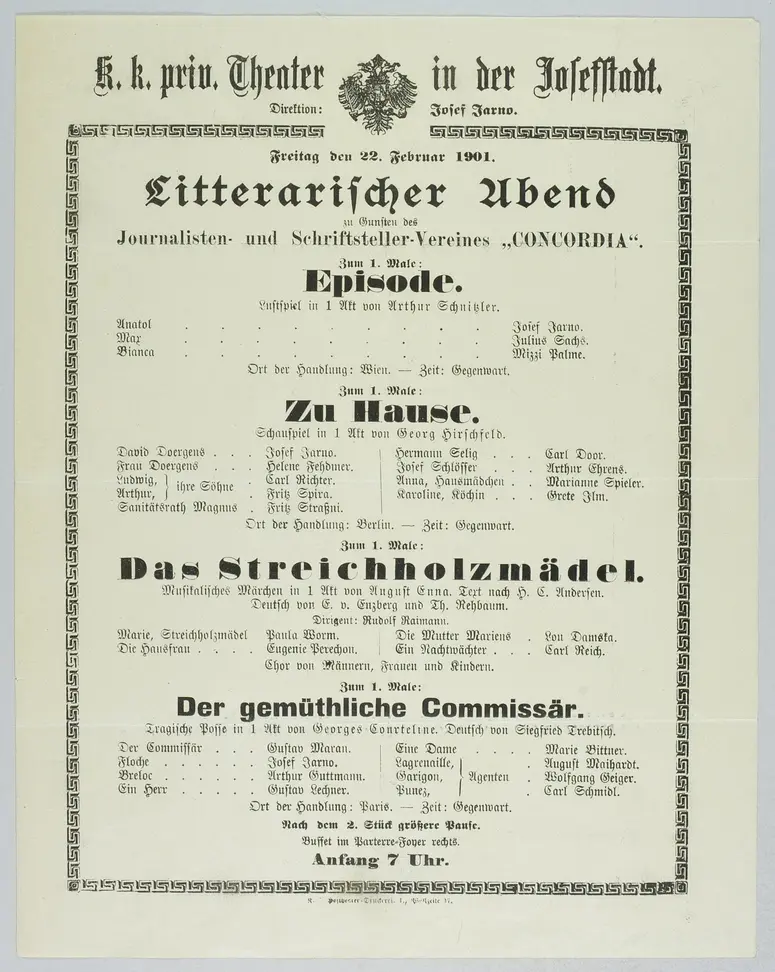 Literarischer Abend, Episode, Zu Hause, Das Streichholzmädel, Der gemüthliche Commissär