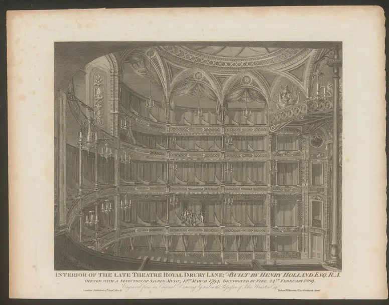 London, Drury Lane, Alternativtitel: London, Theatre Royal, Drury Lane, Titel in Vorlageform: Interior of the late Theatre Royal Drury Lane; Built by Henry Holland Esq. R.A., Titel der Serie: Londina Illustrata