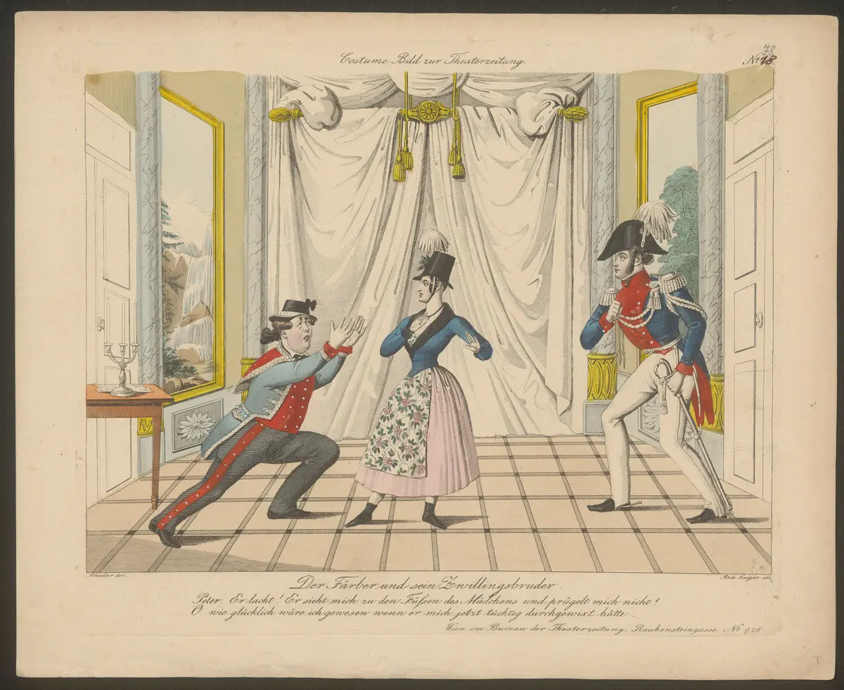 Der Färber und sein Zwillingsbruder, Titel der Serie: Costume-Bild, Name der Zeitschrift: Wiener Theaterzeitung