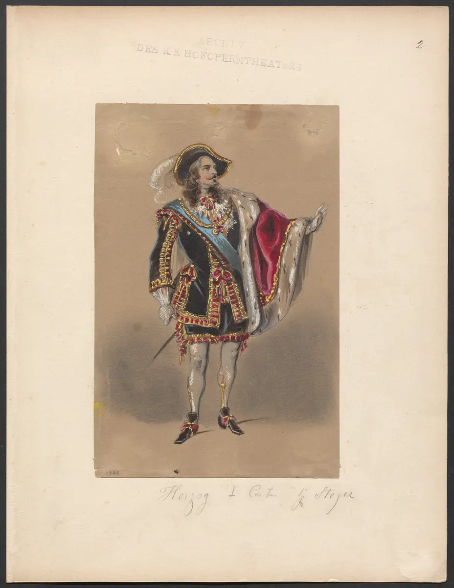 Die Ballnacht, Alternativtitel: Gustav, oder Der Maskenball, Originaltitel: Gustave III., ou Le bal masqué, Titel der Serie: Figurinen des k.k. Hofoperntheaters