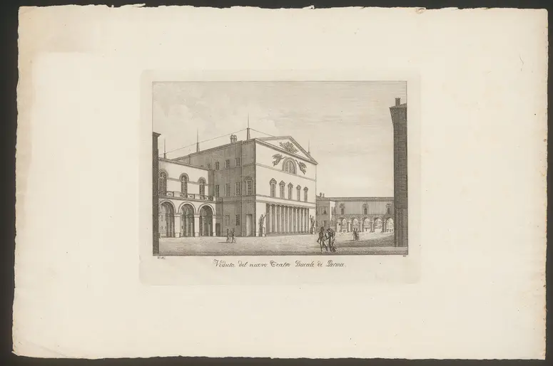 Parma, Teatro Regio di Parma (vormals: Teatro Ducale bzw. Teatro Reale), Titel in Vorlageform: Veduta del nuovo Teatro Ducale di Parma