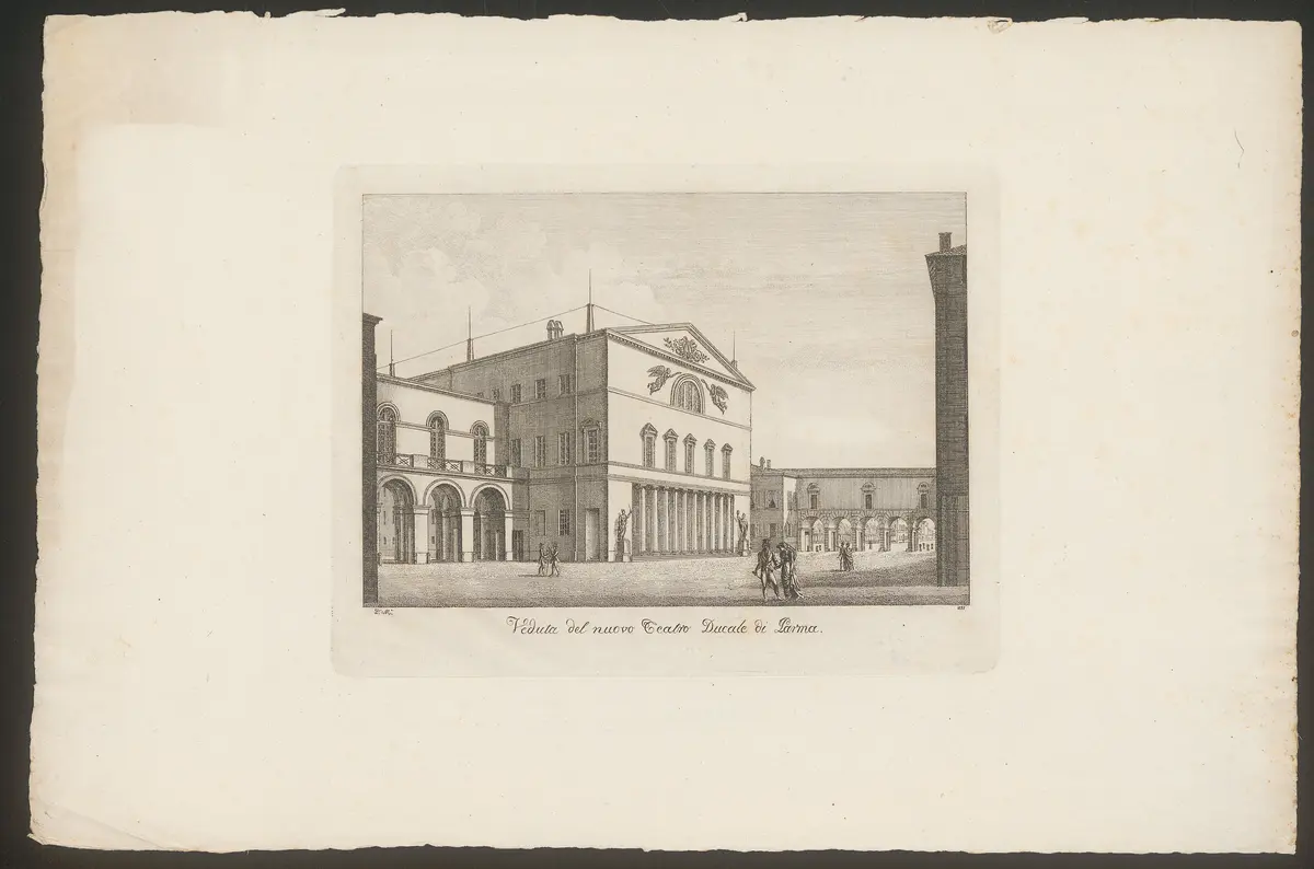 Parma, Teatro Regio di Parma (vormals: Teatro Ducale bzw. Teatro Reale), Titel in Vorlageform: Veduta del nuovo Teatro Ducale di Parma