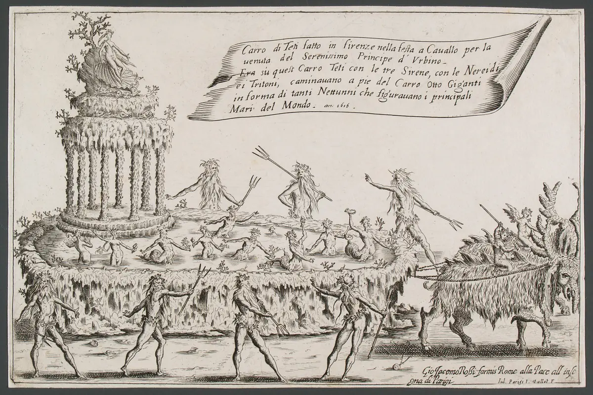 Guerra di bellezza, Titel in Vorlageform: Guerra di bellezza. Festa a cavallo fatta in Firenze per la venuta del Serenissimo Principe d'Urbino. L'Ottobre del 1616.