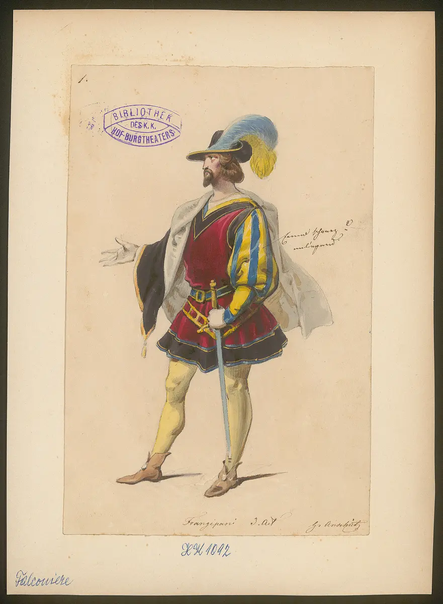 Falconiere, Titel der Serie: Figurinen des k.k. Hof-Burgtheaters